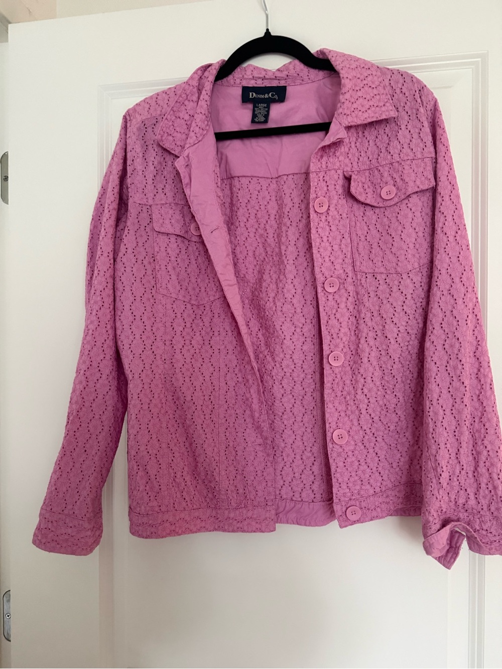 Denim & Co Pink Eyelet Jacket